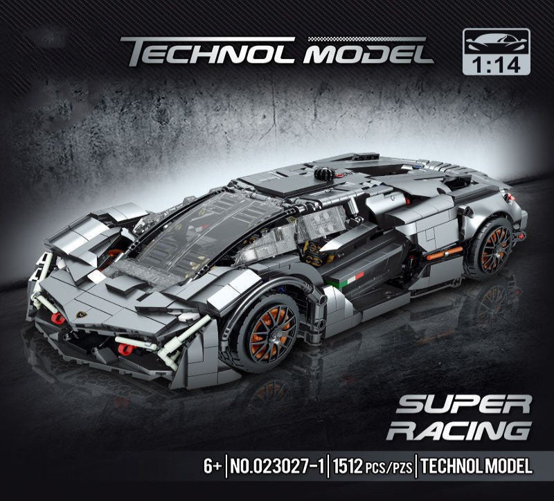 Model car kit with 'Technol Model' branding on a dark background
