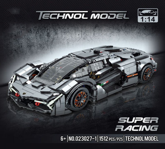Model car kit with 'Technol Model' branding on a dark background