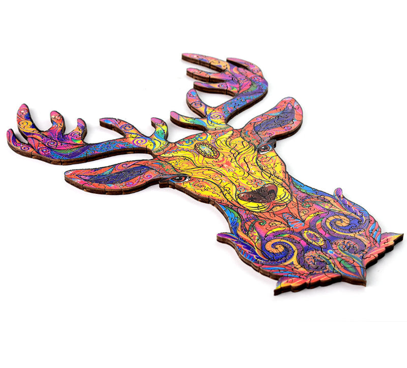 Colorful deer head wall decoration on a white background