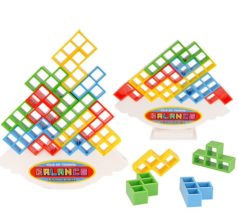 Colorful geometric balance blocks with 'Balance' branding on a white background