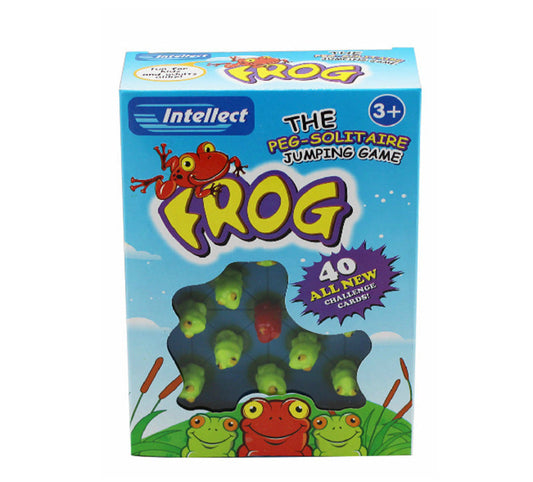 Intellect Frog game box with colorful frog design on a blue background