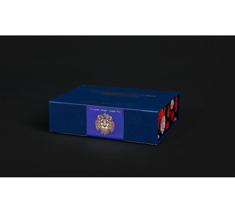 Blue box with decorative elements on a black background